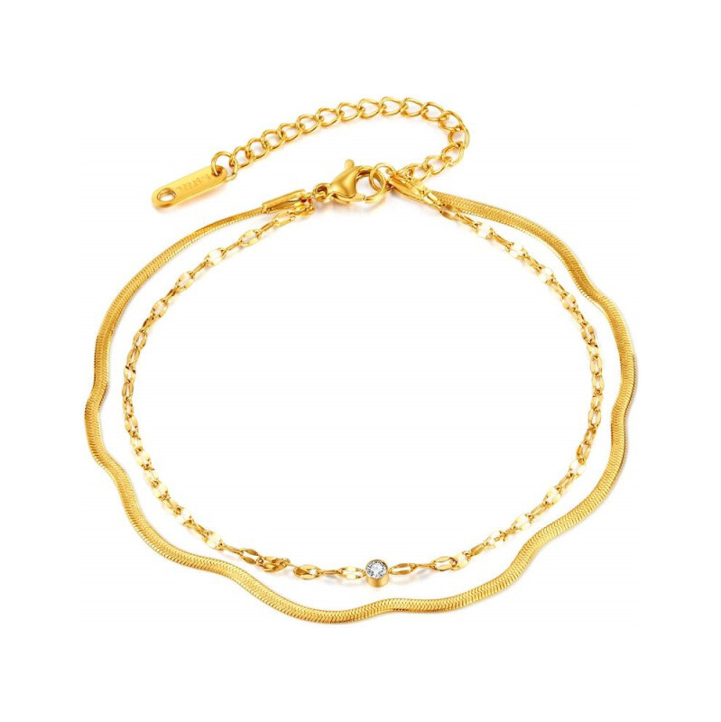 Titan Jewerly Dámsky oceľový náramok na nohu s hadiou retiazkou Zlatý 65229267