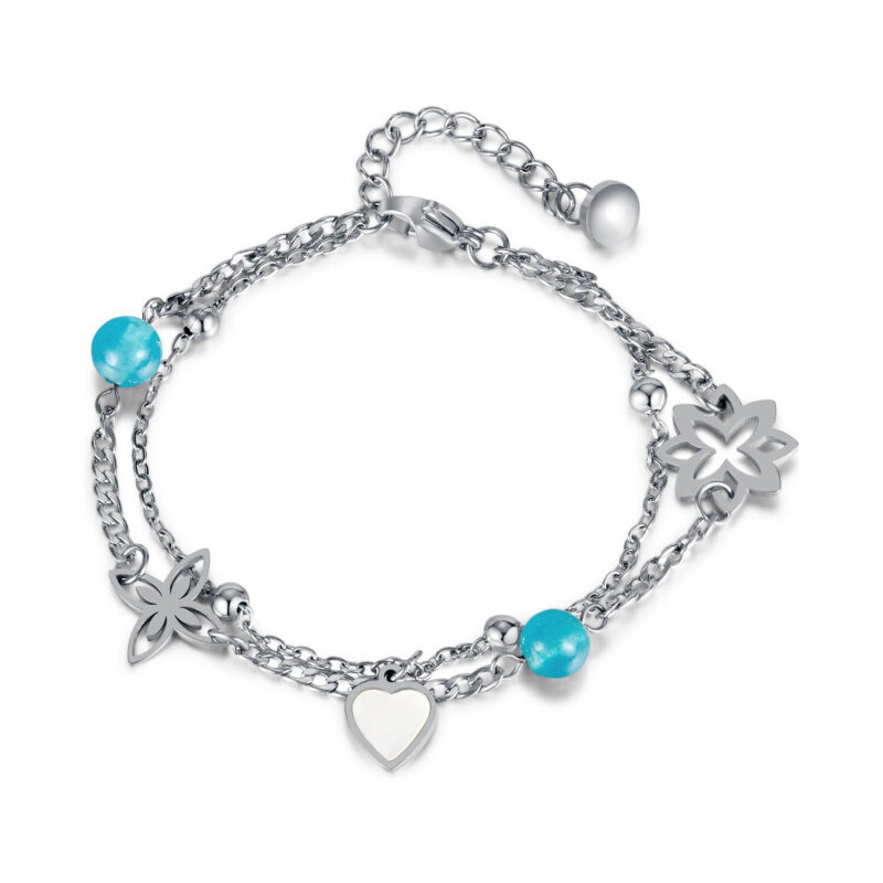 Titan Jewerly Dámsky oceľový náramok s príveskami Peggy Strieborný 65228412