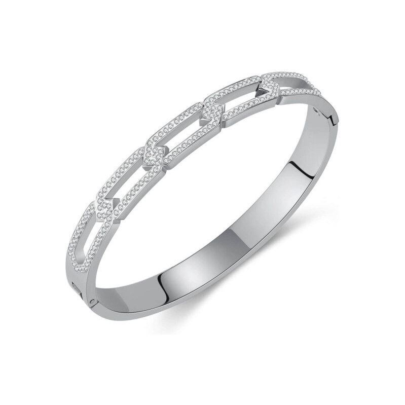 Titan Jewerly Dámsky oválny náramok z chirurgickej ocele s kryštálmi 65228826