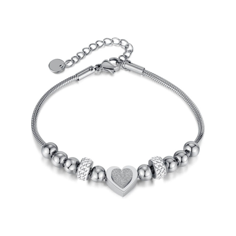 Titan Jewerly Dámsky oceľový náramok s kryštálmi a srdiečkom 65228917
