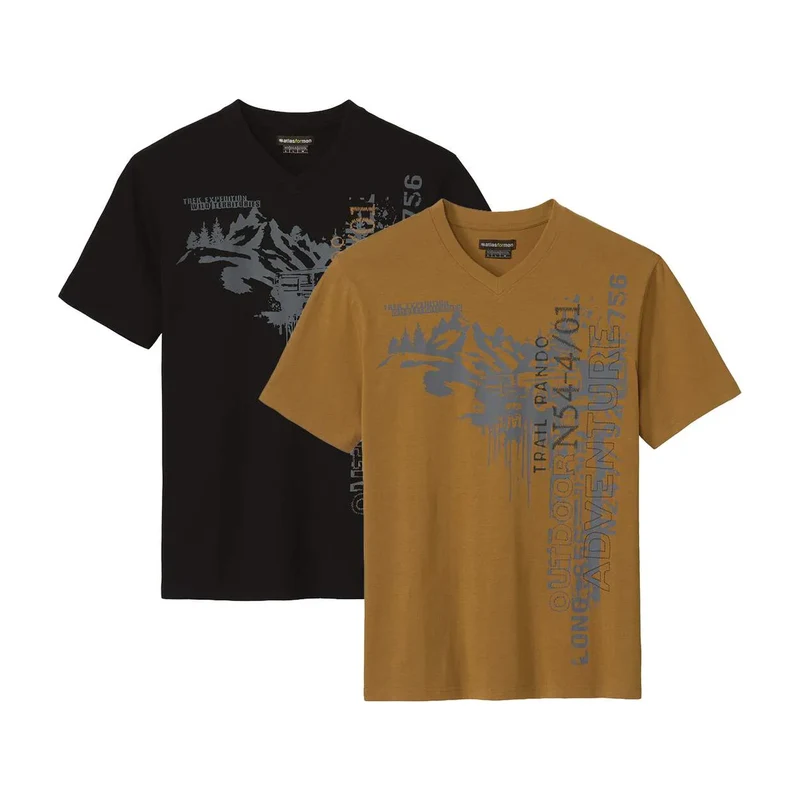 Sada 2 tričiek s výstrihom do V Atlas For Men Žltá 68944076