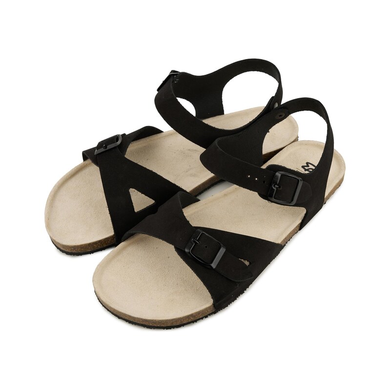 Vlnka Pánske kožené barefoot sandále Mika, čierna veľkosti obuvi - 68946234
