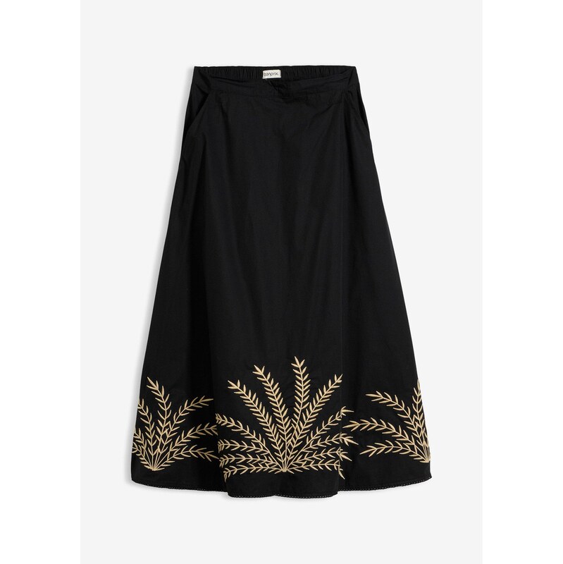 bonprix Maxi sukňa s výšivkou, farba čierna 68964947