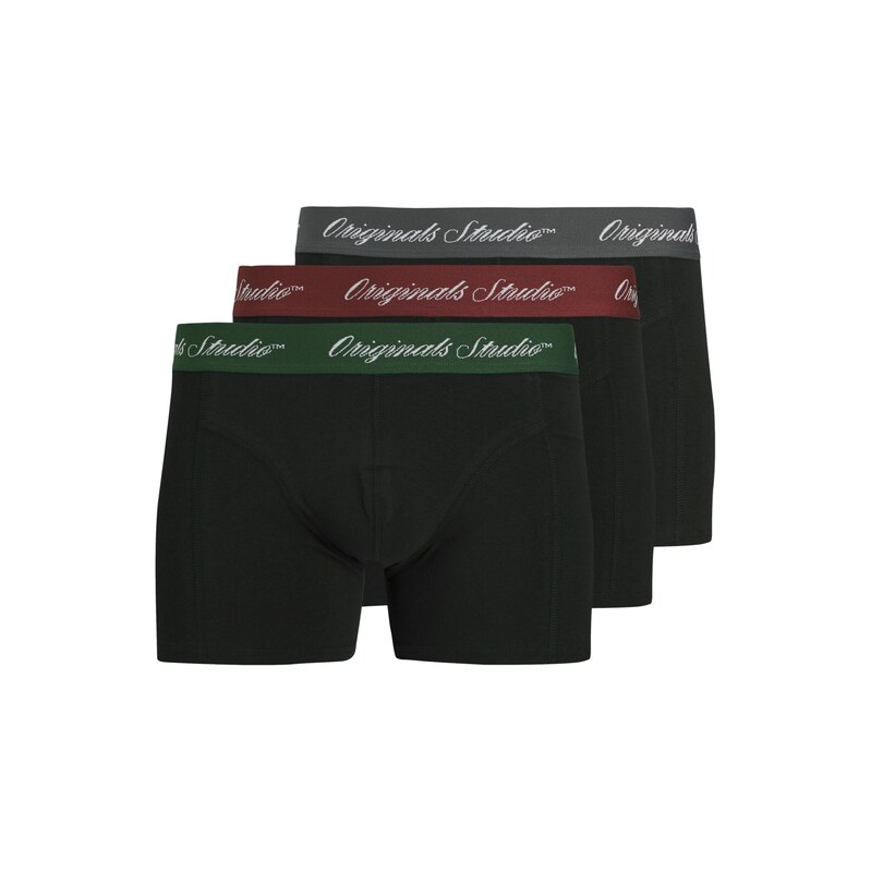 JACK & JONES Boxerky JACNorrebro tmavosivá / zelená / karmínovo 68971068