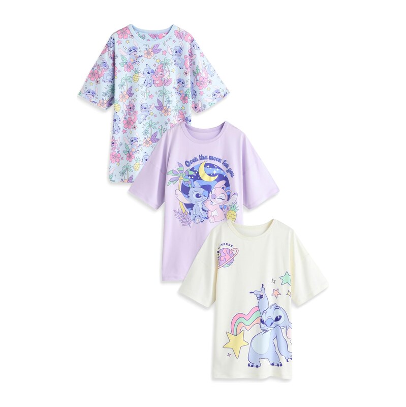 Next Nočná košieľka Lilo and Stitch svetlobéžová / nebesky modrá / 68973193