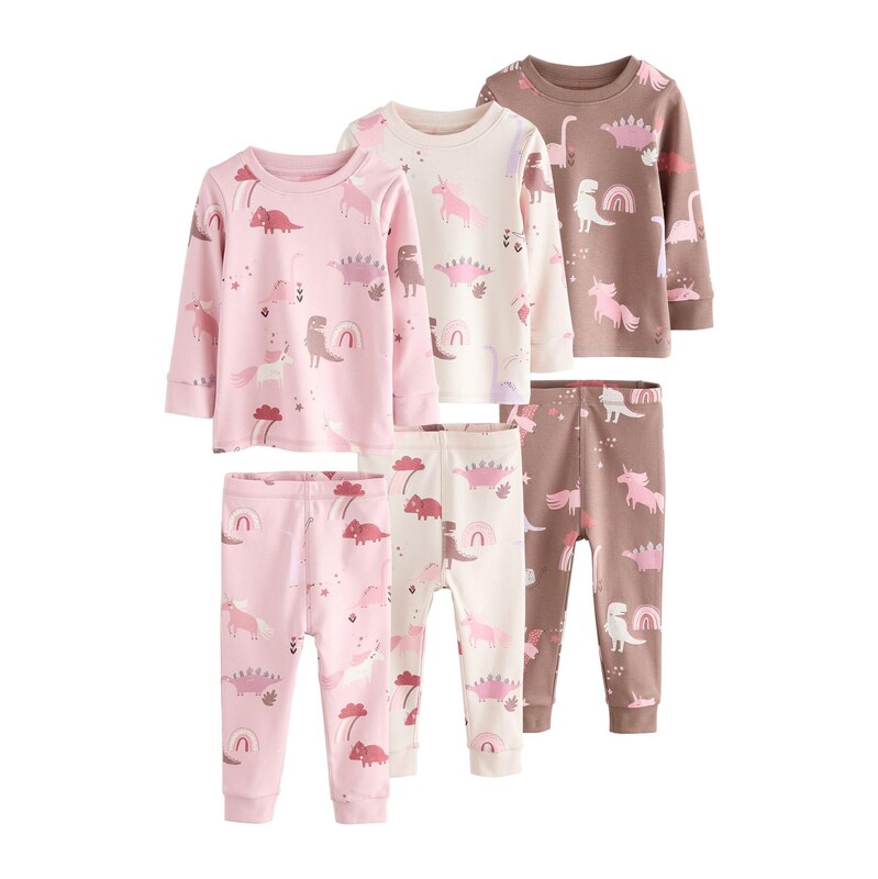 Next Pyžamo Dino Snuggle krémová / čokoládová / ružová 68973864