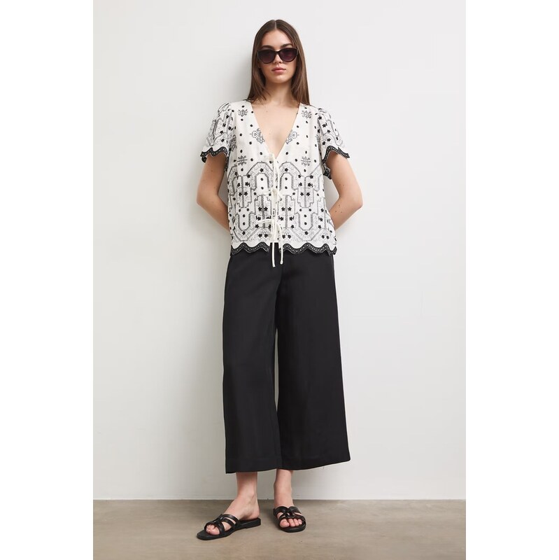 E-shop Medicine nohavice culottes dámske s prímesou ľanu