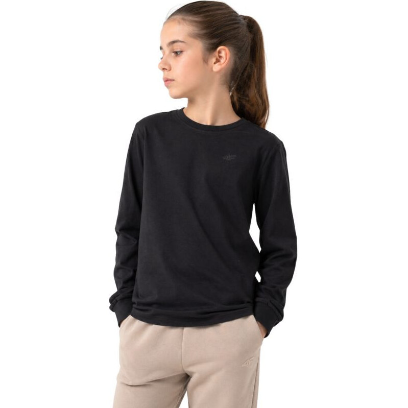 Dievčenské tričko s dlhým rukávom 4F F460 deep black 4FJWMM00TLONF460 69010555