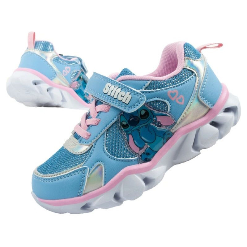 Leomil detská športová obuv tenisky Stitch ľahký suchý zips LED modrá 69010597