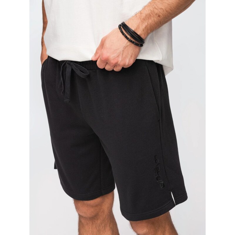 Ombre Clothing Trendy čierne kraťasy s logom a s rozparkom V4 SRSK 69011085
