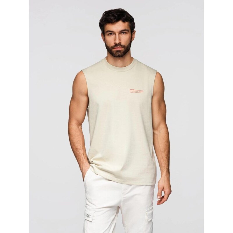 Ombre Clothing Krémové tielko so širokými ramienkami V3 TSTT-0243 69011097