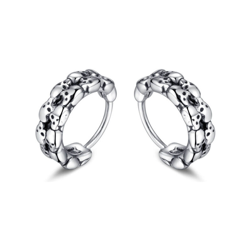 Impress Jewelry Oceľové Náušnice kruhy s lebky 12mm Strieborné 65228752