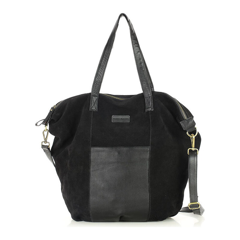 E-shop Čierna semišová kožená shopper taška s vreckami – It bag MARCO