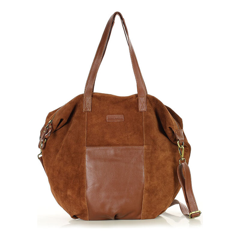 E-shop Hnedá semišová kožená shopper taška s vreckami – It bag MARCO