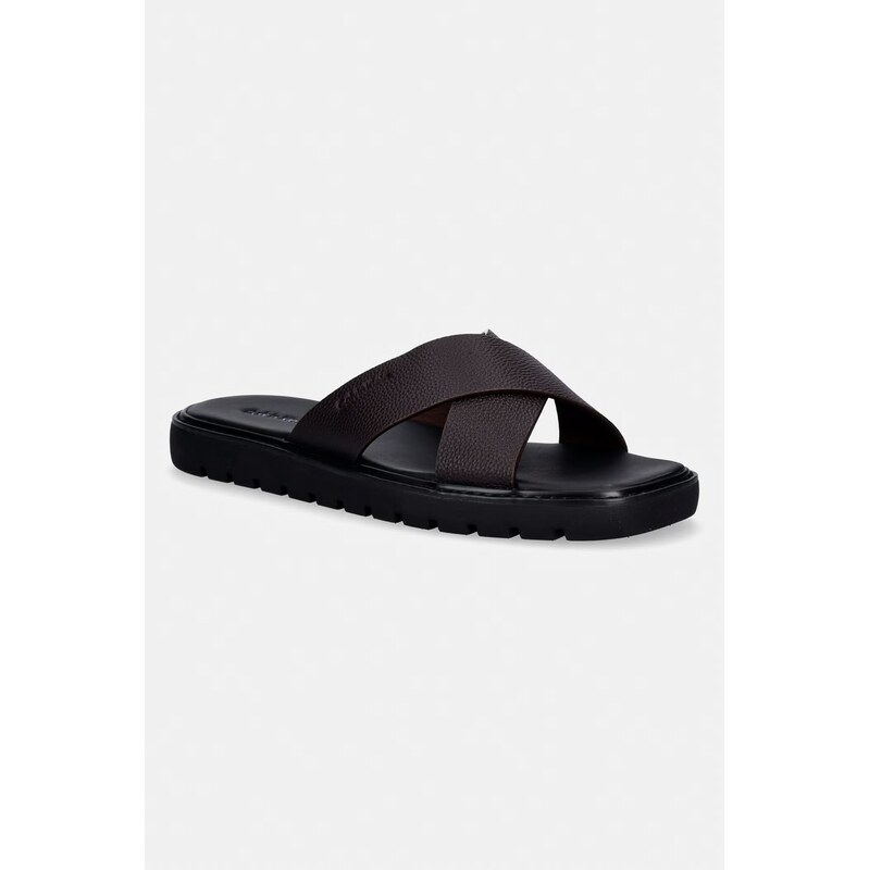 E-shop Calvin Klein šľapky pánske kožené SQ MOLDED SANDAL XCROSS LTH