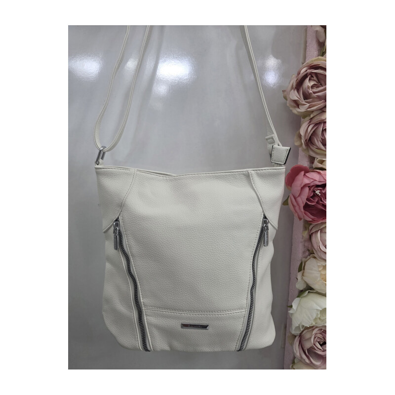 E-shop Katrins Fashion Jednoduchá biela crossbody kabelka Silvia