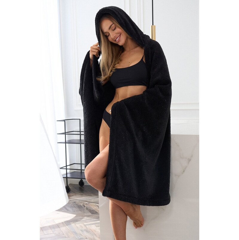 E-shop LaL huňatý oversize prehoz Hoodie - s kapucňou