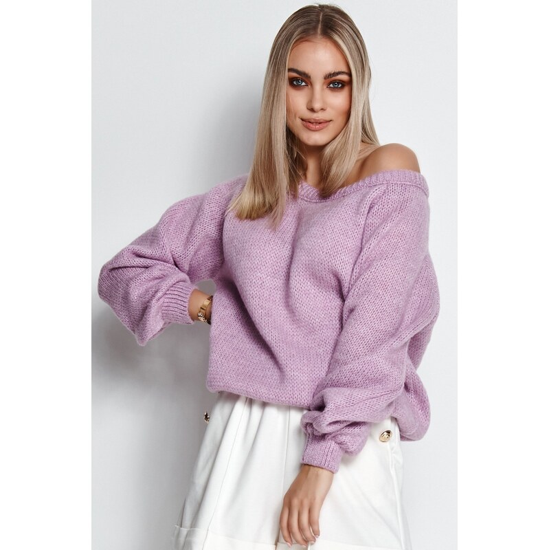 E-shop Makadamia dámsky sveter S114 - sv. fialový