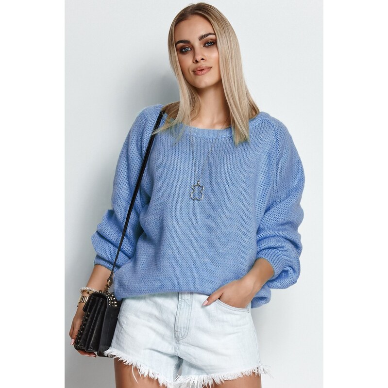 E-shop Makadamia dámsky sveter S114 svetlomodrý