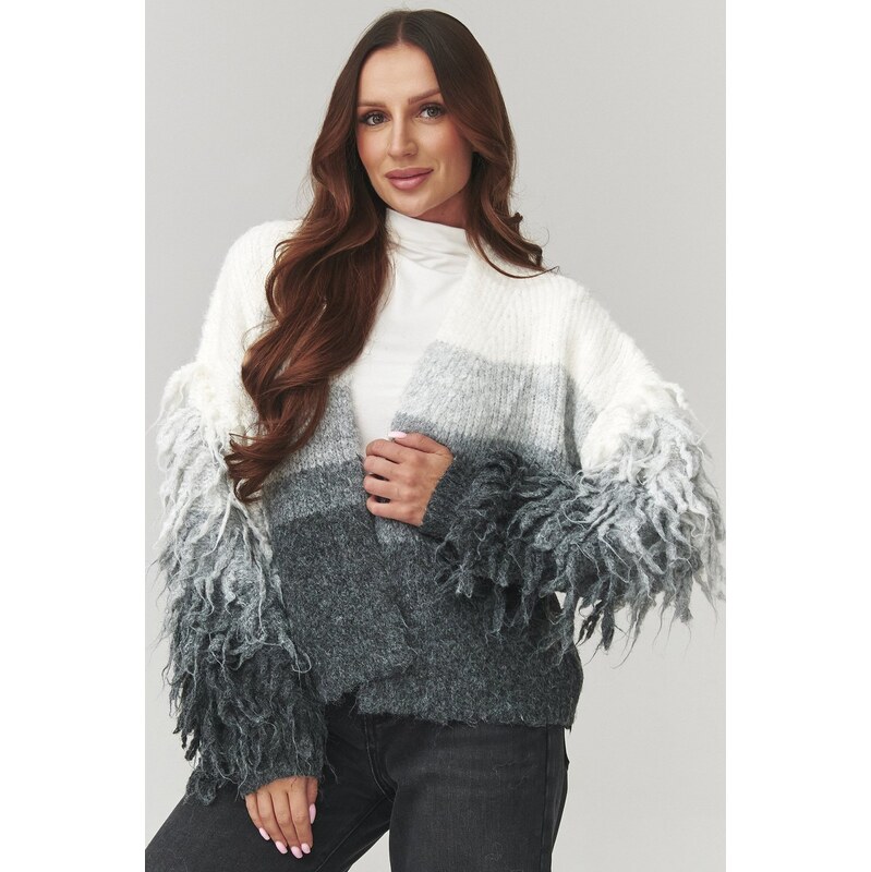 E-shop Makadamia kardigan so strapcami C25 - sivý