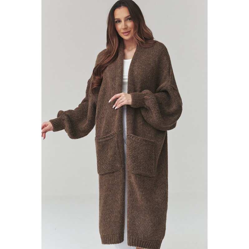 E-shop Makadamia dámsky kardigan S172 - tm. hnedý