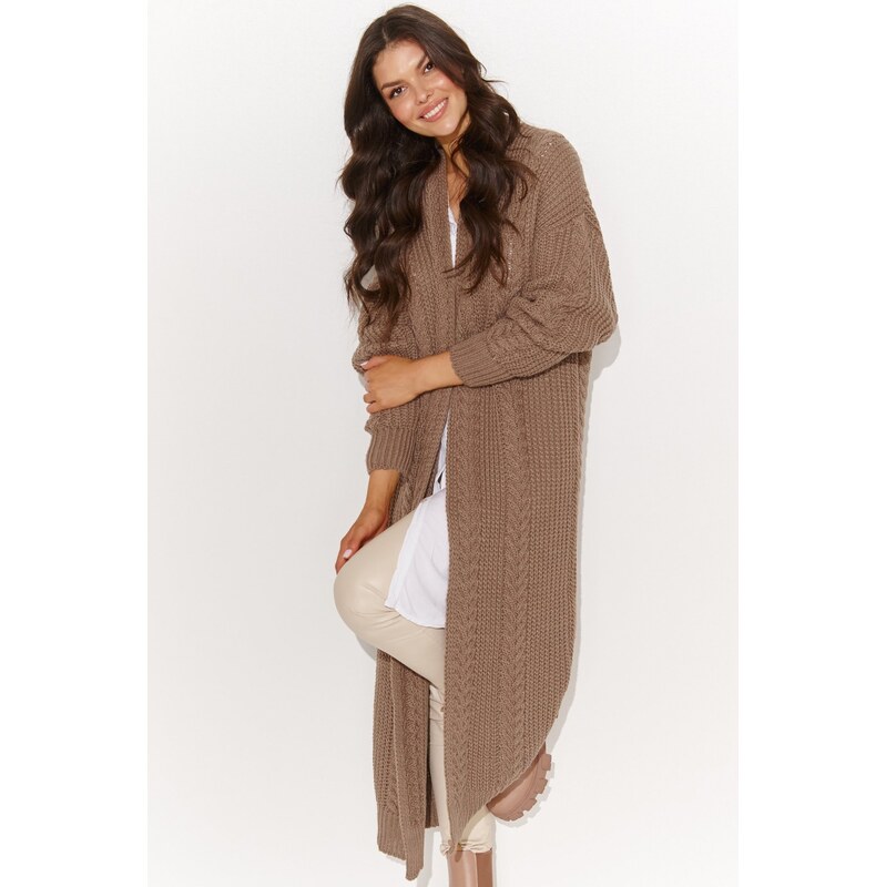 E-shop Numinou dlhý kardigan S175 - cappuccino