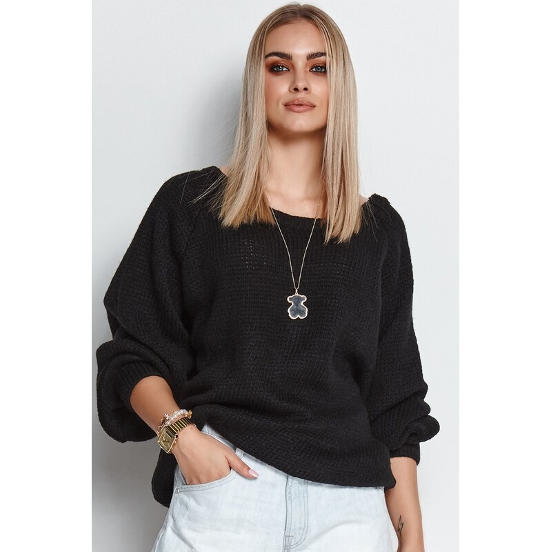 E-shop Makadamia dámsky sveter S114 čierny