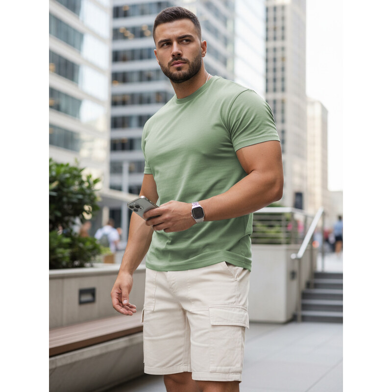 T-shirt męski klasyczny jasnozielony Dstreet RX5681 69066140