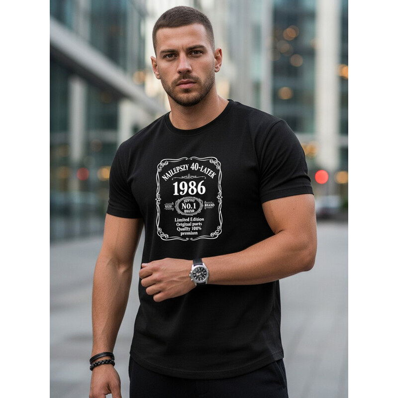 Koszulka męska NAJLEPSZY 40-LATEK czarna Dstreet NX0101R 69072098
