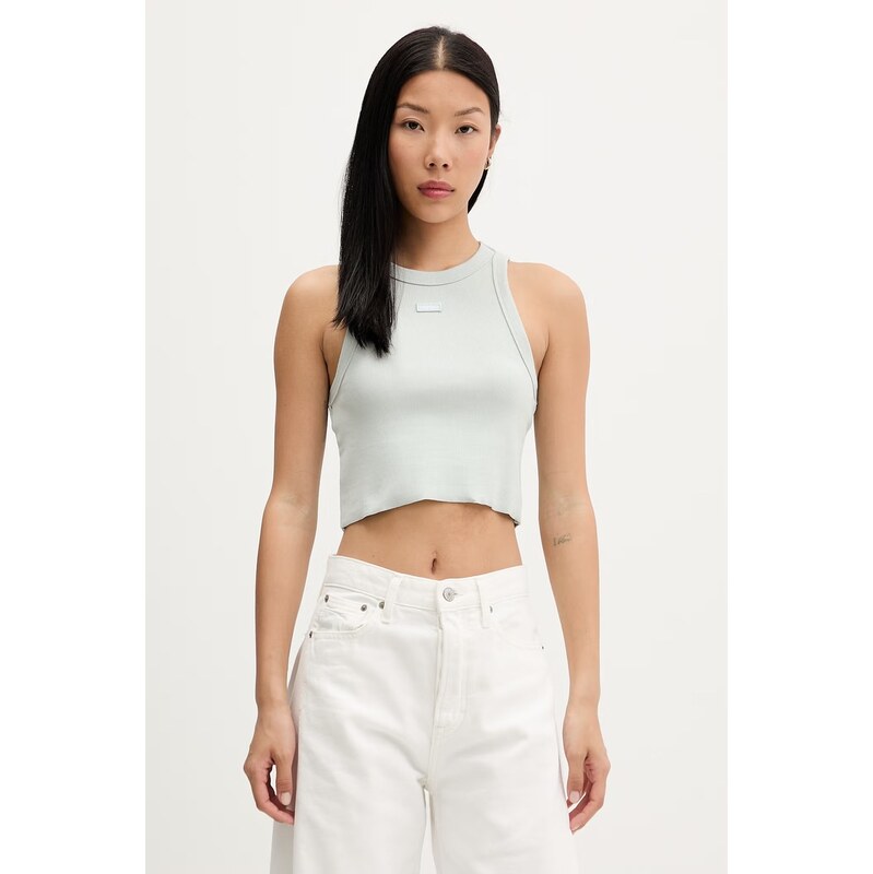 HUGO Blue crop top dámsky bavlnený s elastanom Baby Tank_B 69087372