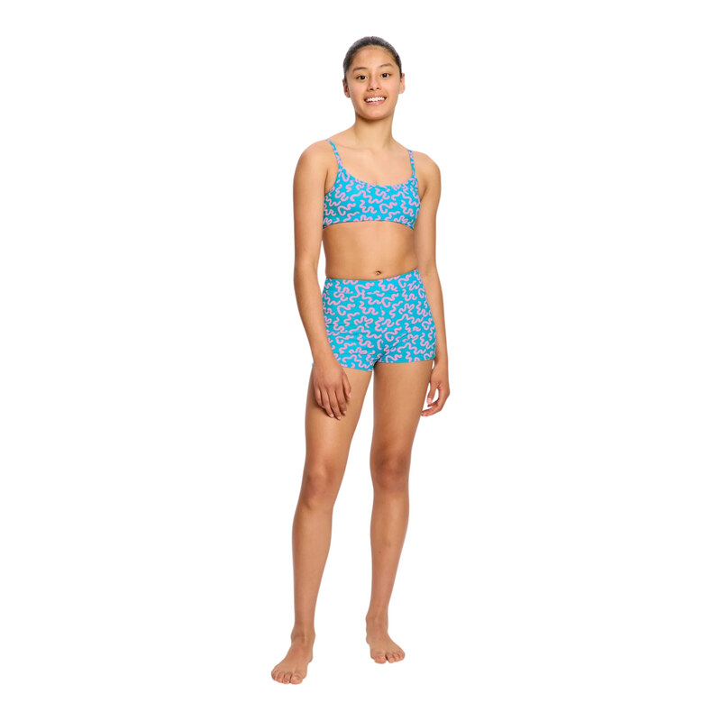 E-shop Dievčenské plavky Modibodi crop top Splice Wavy Blue horný diel