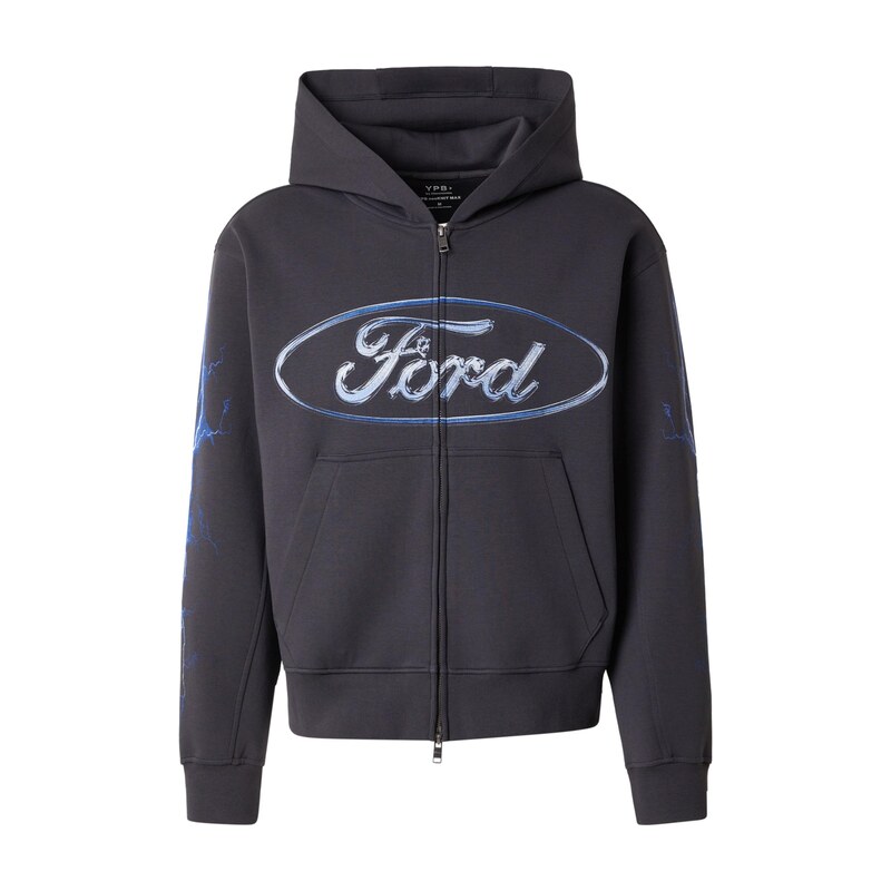 Abercrombie & Fitch Tepláková bunda azúrová / čierna / biela 69094584