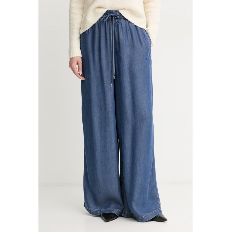 E-shop BOSS Orange nohavice wide leg dámske z lyocellu C_Tanella