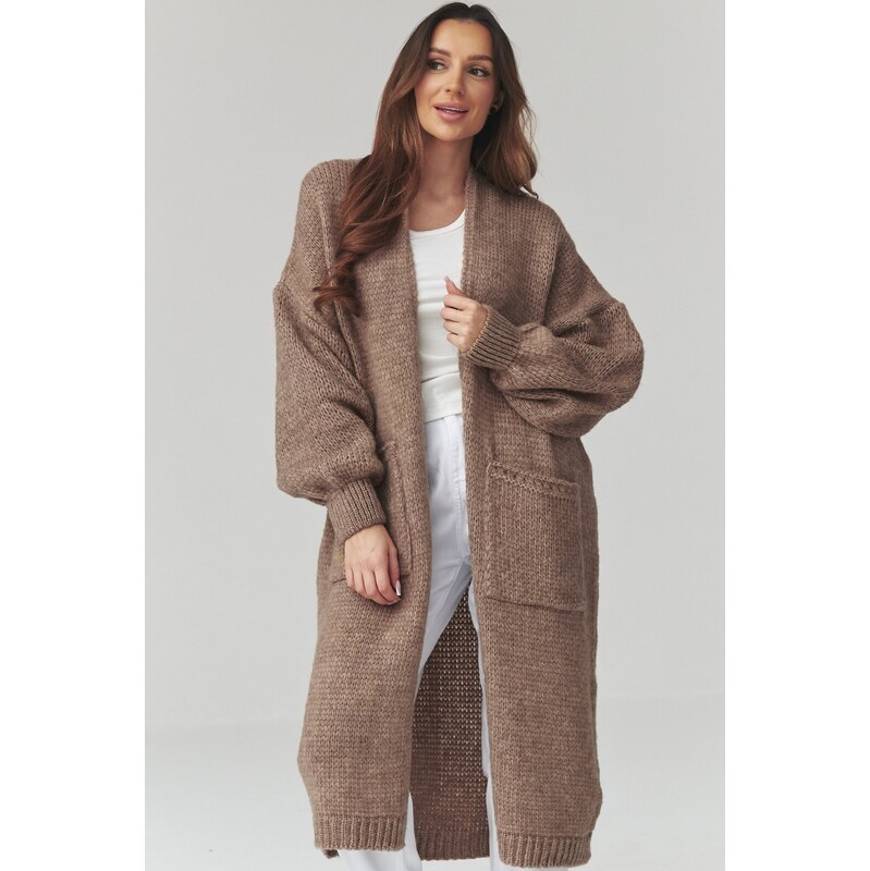 E-shop Makadamia dámsky kardigan S172 - hnedý