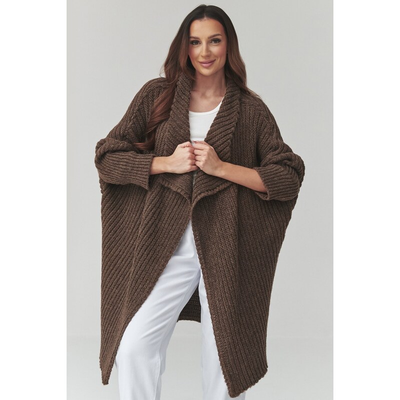 E-shop Makadamia dámsky kardigan S173 - tm. hnedý
