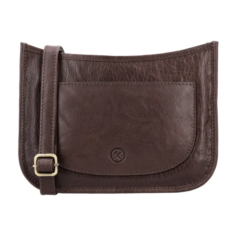 E-shop Hide & Stitches Tmavohnedá kožená crossbody kabelka „Francesca“