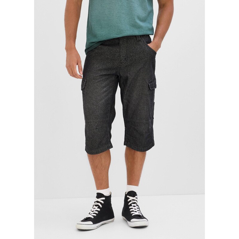 E-shop bonprix Džínsové dlhé bermudy, Relaxed Fit, farba čierna