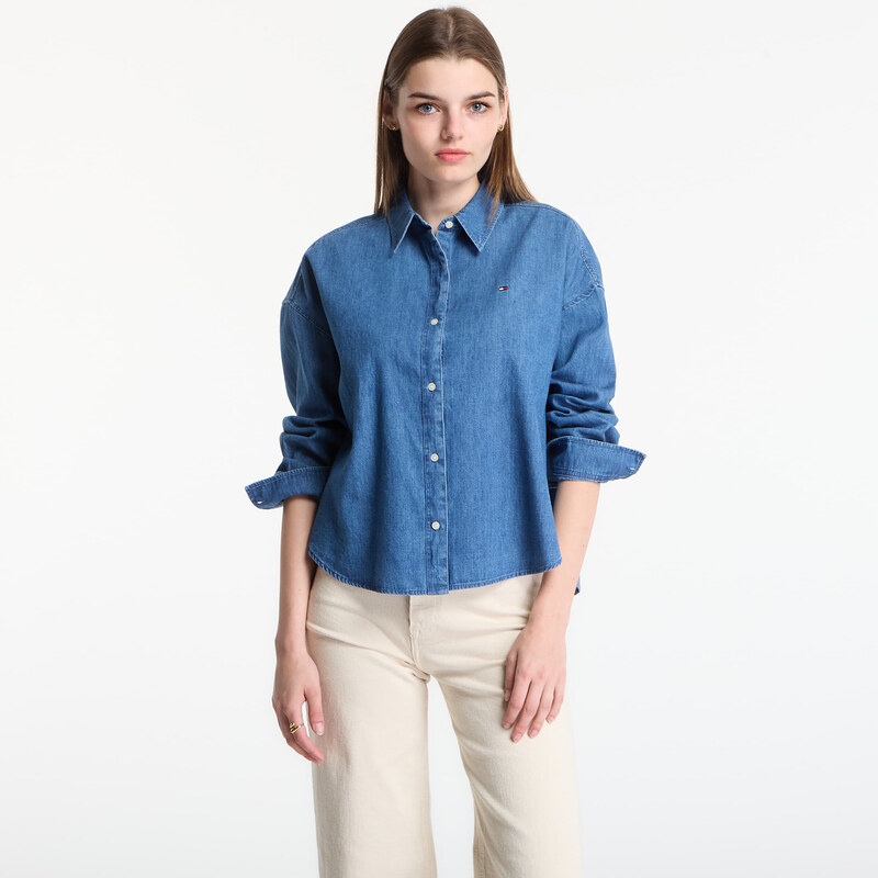E-shop Košeľa Tommy Hilfiger Light Denim Boxy Shirt Ls Mid Blue Wash L