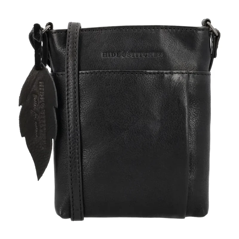 E-shop Hide & Stitches Čierna premiová crossbody kabelka z pravej kože
