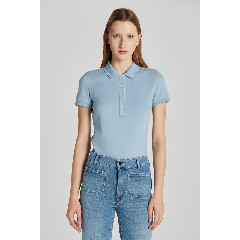 E-shop POLOKOŠEĽA GANT CONTRAST COLLAR SS PIQUE POLO DOVE BLUE