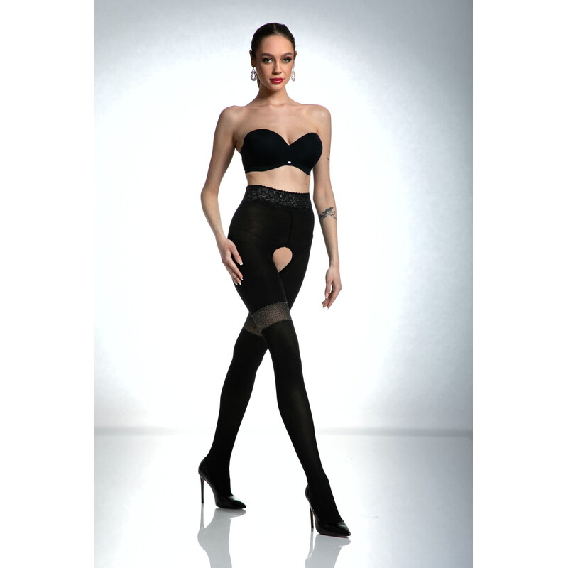 Luxusné crotchless pančuchy GLAMOUR 80 DEN Amour 67582008