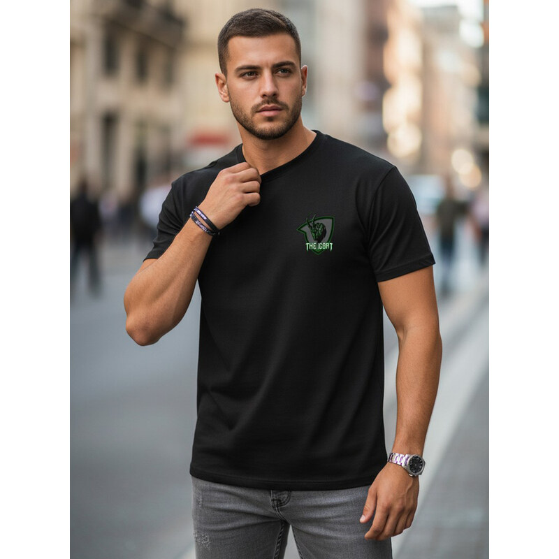 T-shirt męski bawełniany z nadrukiem klasyczny czarny Dstreet NX0153R 69167423