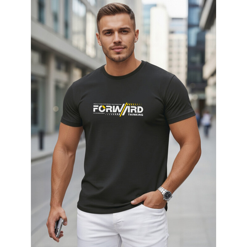 T-shirt męski bawełniany z streetwearowym nadrukiem czarny Dstreet 69167421