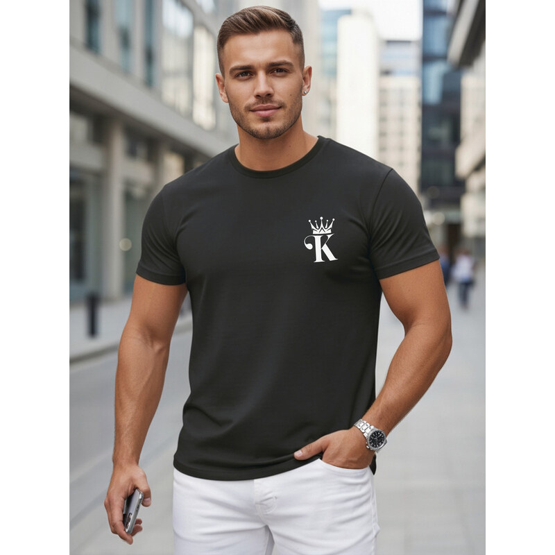 Dstreet T-shirt męski bawełniany z minimalistycznym nadrukiem czarny 69167438