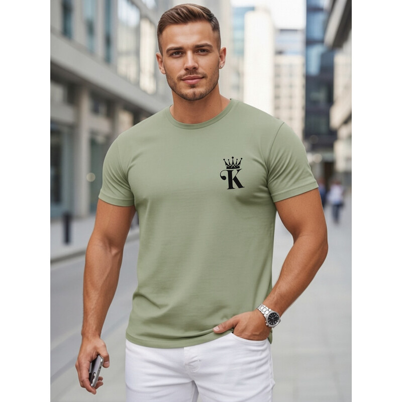 Dstreet T-shirt męski bawełniany z minimalistycznym nadrukiem zielony 69167439