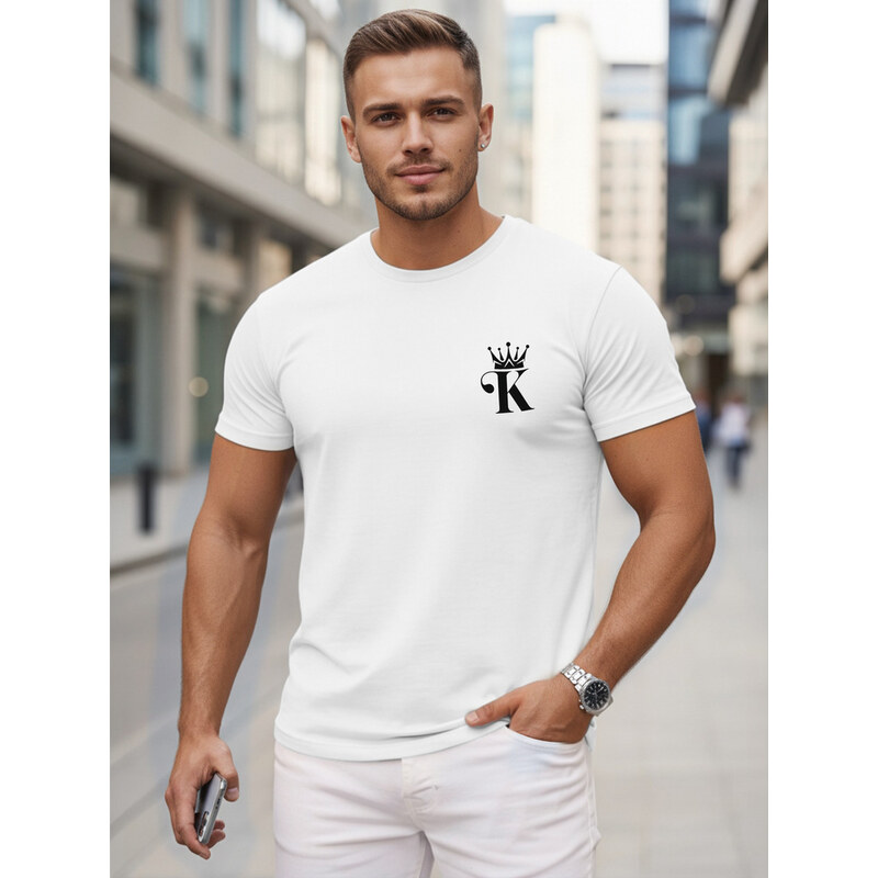 Dstreet T-shirt męski bawełniany z minimalistycznym nadrukiem biały 69167440