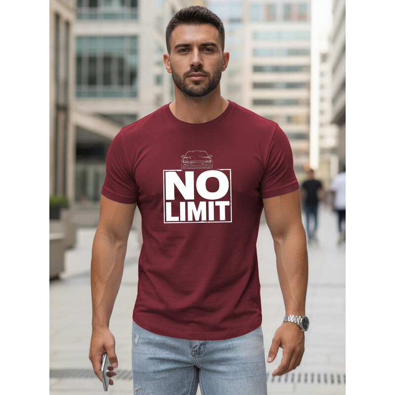 Koszulka męska bawełniana z nadrukiem No limit bordowa Dstreet NX0129R 69167441