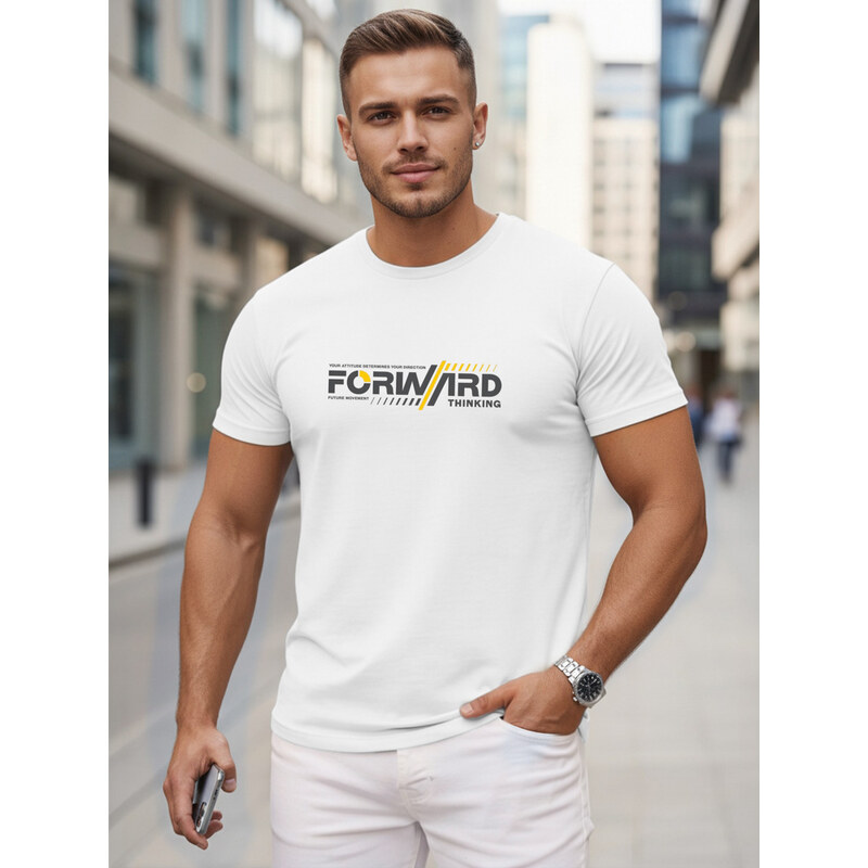 T-shirt męski bawełniany z streetwearowym nadrukiem biały Dstreet 69167454