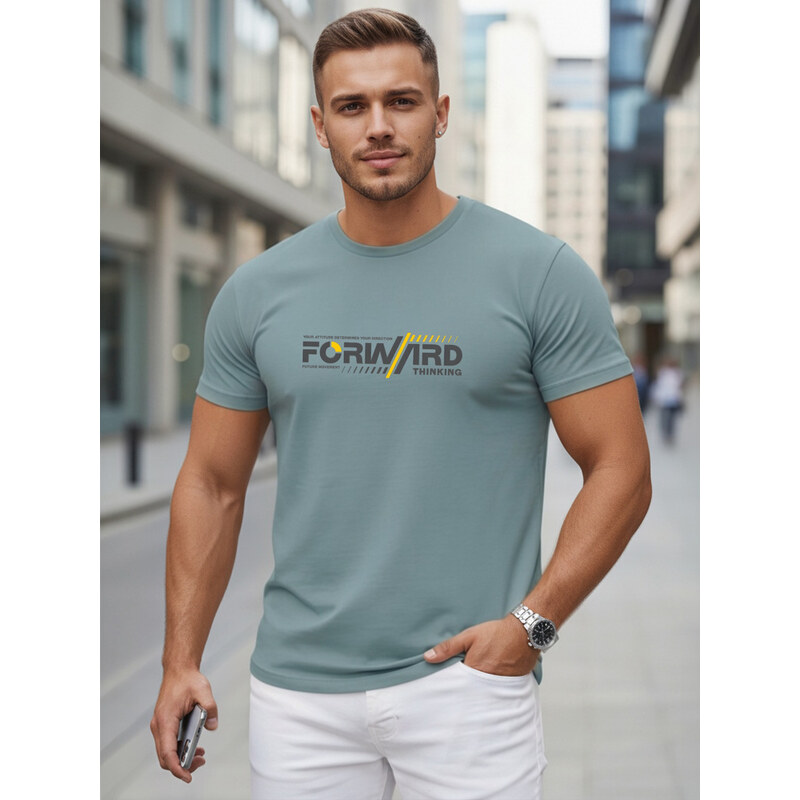 T-shirt męski bawełniany z streetwearowym nadrukiem petrol Dstreet 69167453