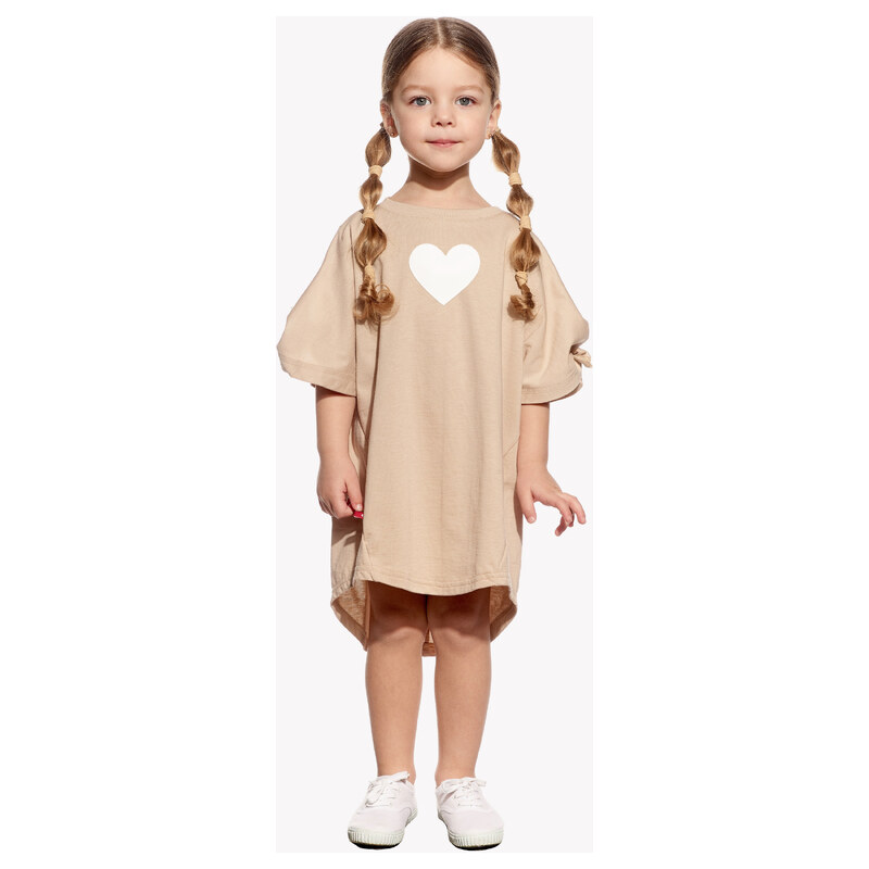 Pískacie šaty Nela Mini, Dievča, Safari, Srdce biele 69215469